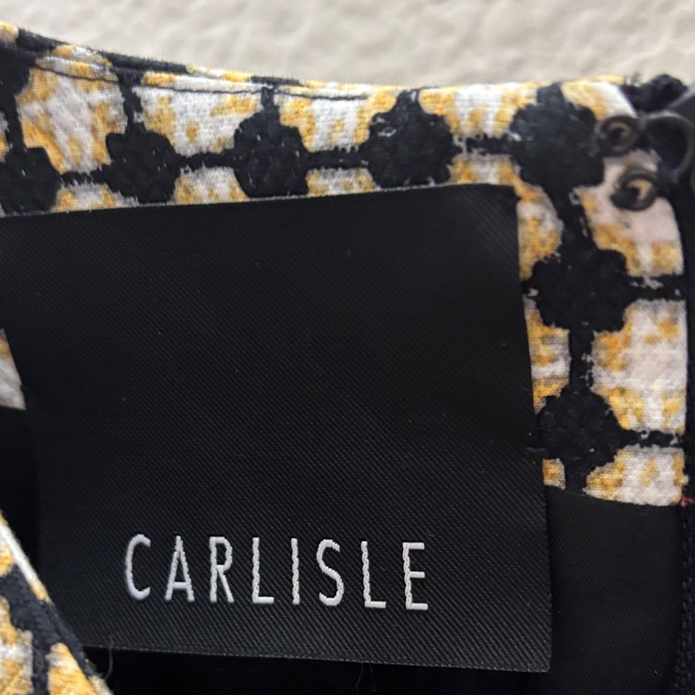 Vintage Carlisle Black and yellow Patterned Midi Dress - Picture 5 of 8